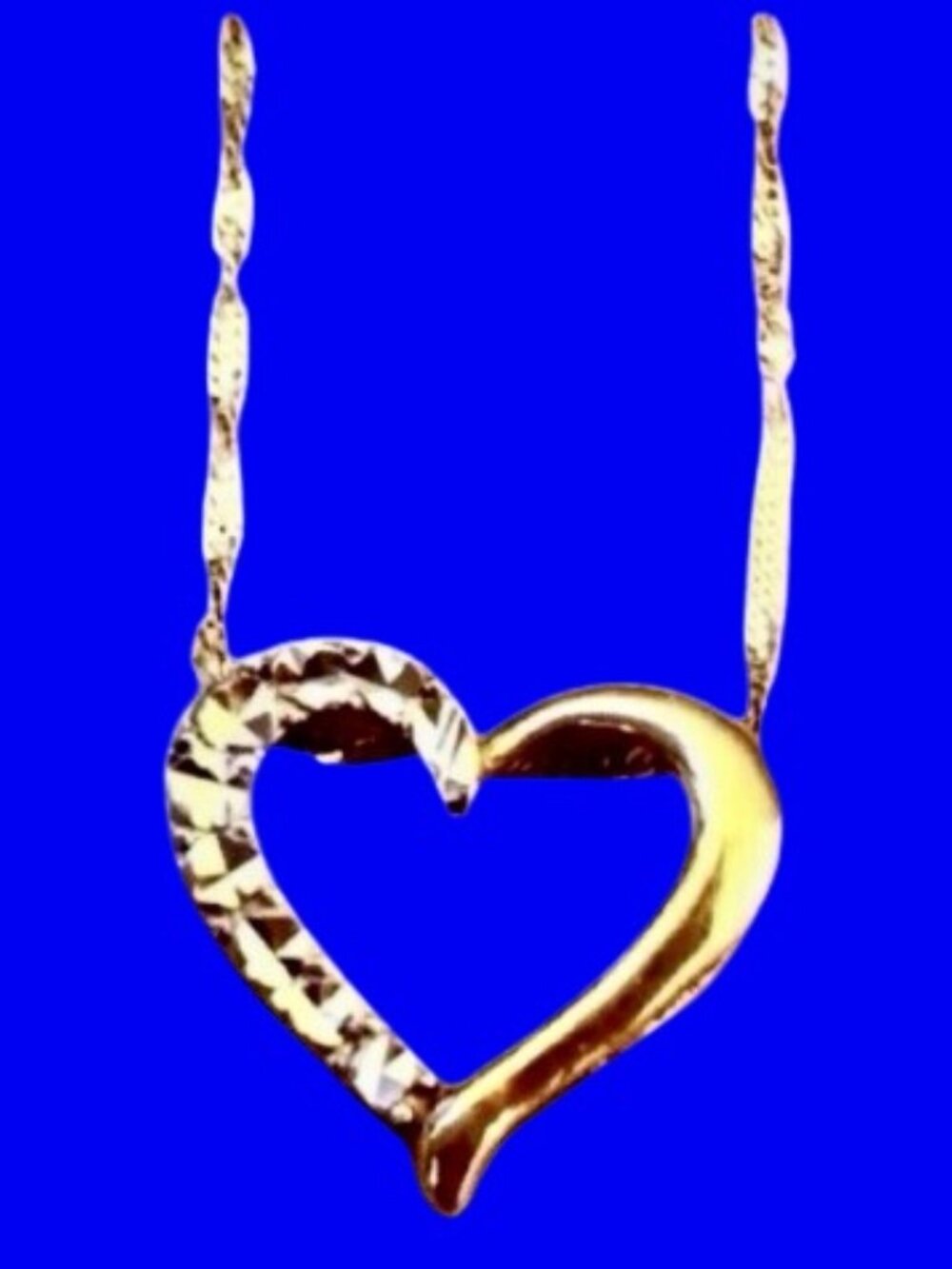 Vintage 10K Yellow & White Gold Heart Pendant and 14K Gold Chain Necklace